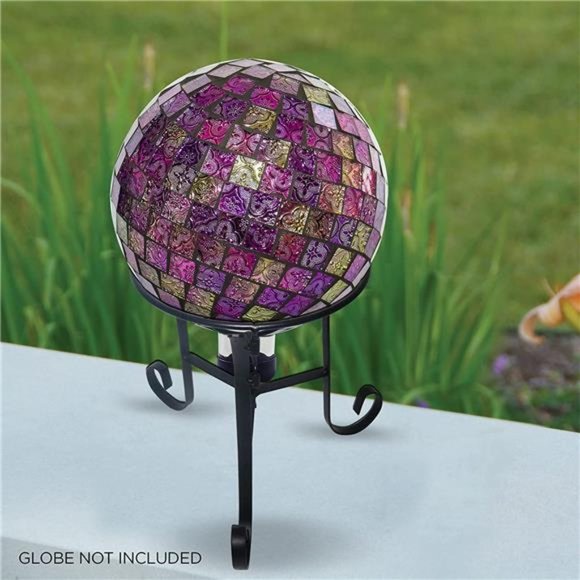 10" Tall Indoor/Outdoor Glass Gazing Globe Metal Stand, Black - Picture 3 of 6